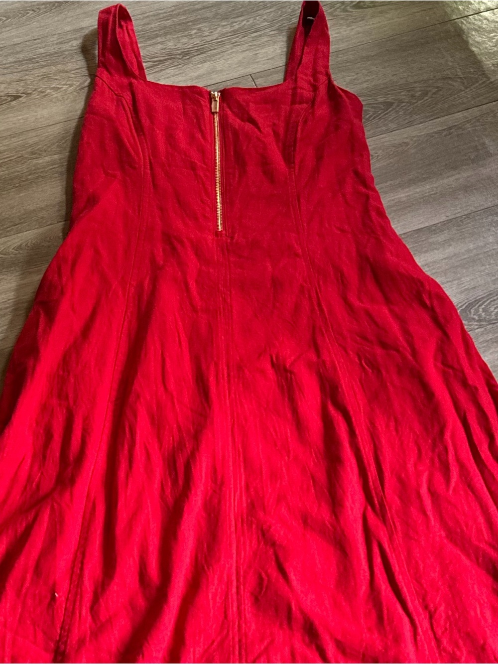 Tahari Red Sleeveless A-Line Zip-Front Dress